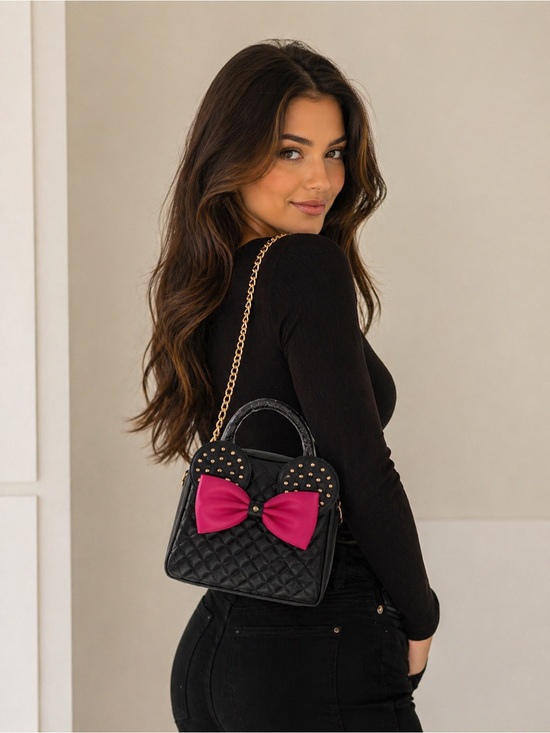 Olivia Miller Handbags - Olivia Miller Minnie Style Black Quilted Bow Crossbody Satchel NWT